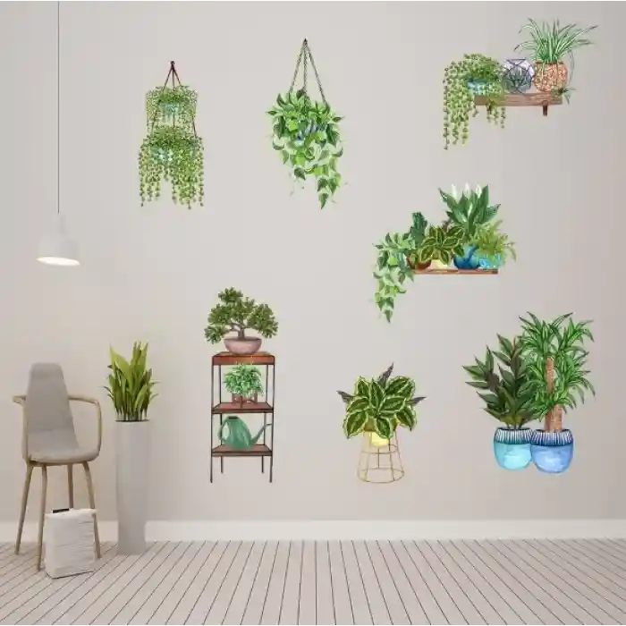 NessiWorld Saksılı Çiçek Tasarımlı Yapışkanlı Sticker MC-480D