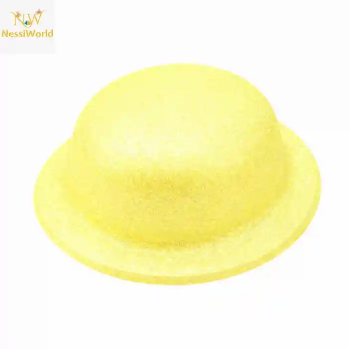 Sarı Simli Melon Şapka | İnce Plastik Glitter Yetişkin Parti Şapkası