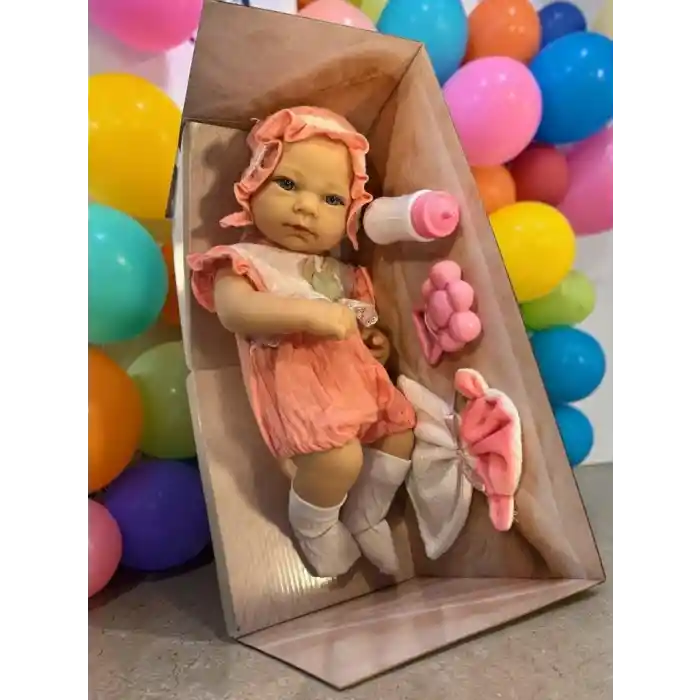 SH59998 40 CM TAM VİNİL BEBEK EMZİKLİ HAVLULU