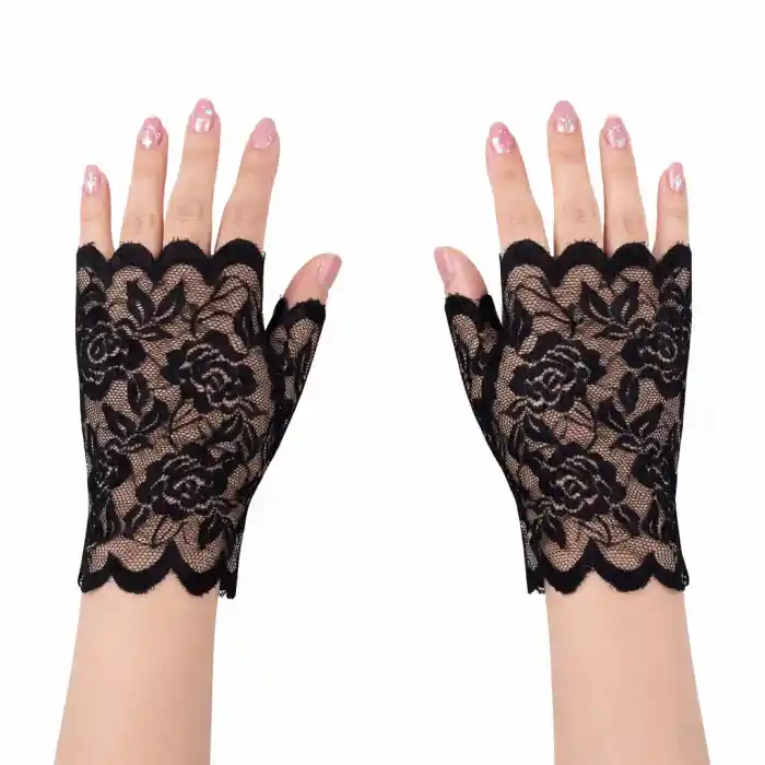 Siyah Dantel Parmaksız Kısa Eldiven