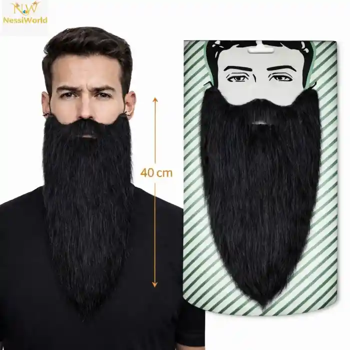 Siyah Renk Lastikli Uzun Takma Sakal 40 cm