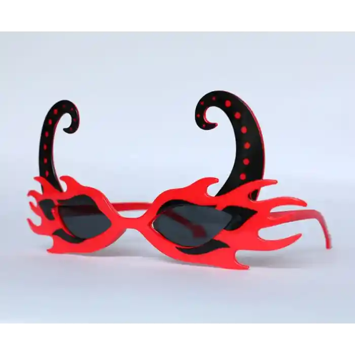 Siyah Boynuzlu Kırmızı Renk Alevli Parti Gözlüğü 21x10cm