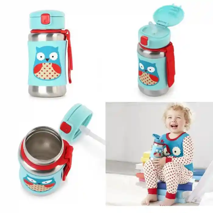 Skip Hop Zoo Pipetli Paslanmaz Çelik Suluk 350 ml Baykuş