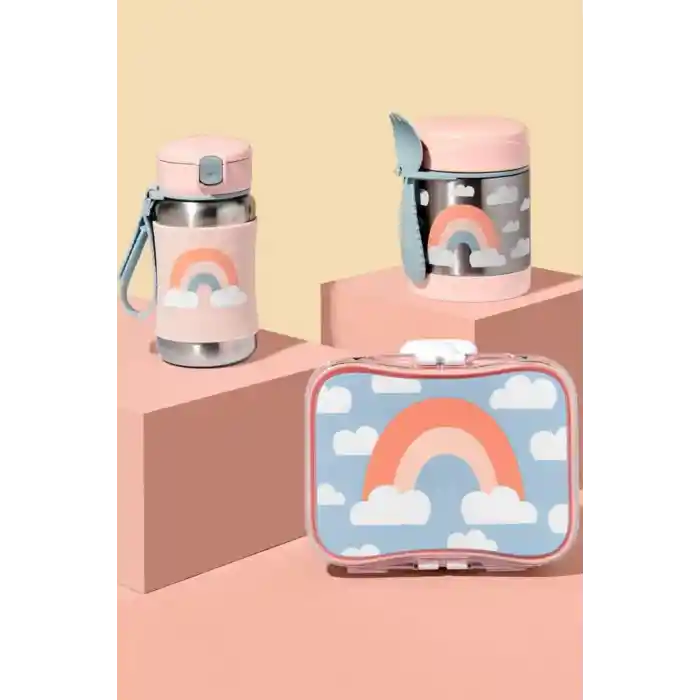 Skip Hop Zoo Pipetli Paslanmaz Çelik Suluk 350 ml Gökkuşağı