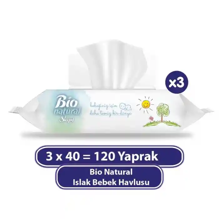 NessiWorld Bio Natural Islak Havlu Mendil 3x40 120 Yaprak