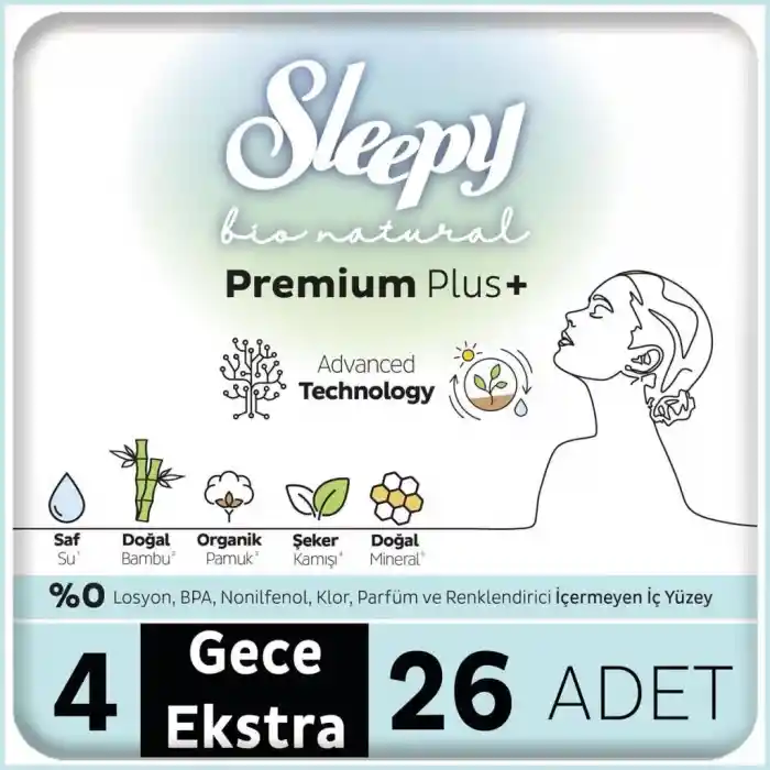 NessiWorld Bio Natural Premium Plus Mega Ekstra Gece Ped 26 Adet