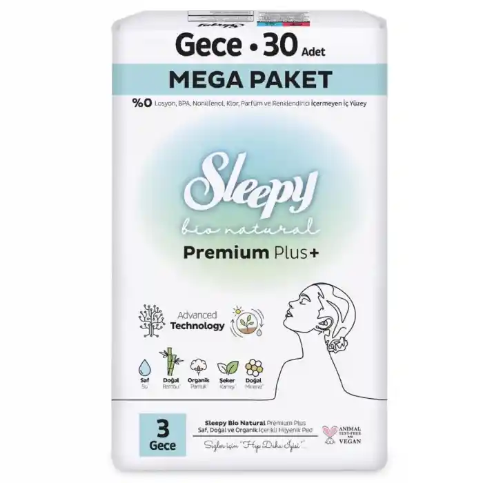 NessiWorld Bio Natural Premium Plus Mega Gece Ped 30 Adet