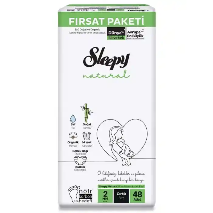 NessiWorld Natural Bebek Bezi Fırsat Paketi 2 Beden 48 Adet