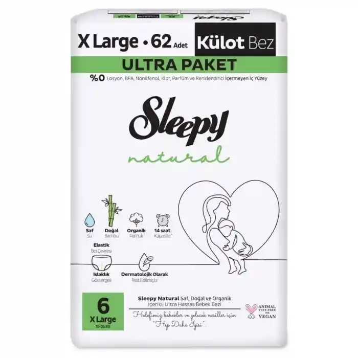 Sleepy Natural Külot Bez 2Li Ultra Paket 6 Beden 62 Adet