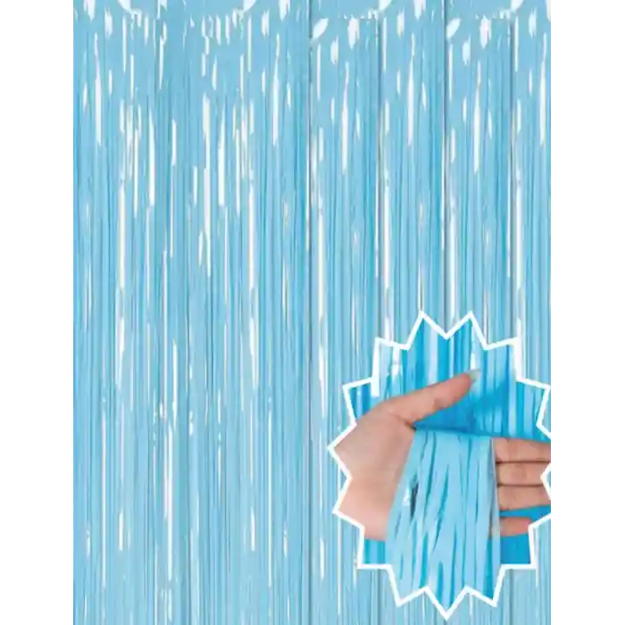 Soft Mavi Püsküllü Kapı Perdesi - Parti, Baby Shower, Sünnet Süsü 1x2 m