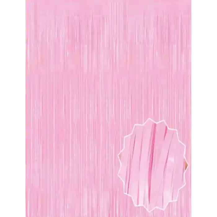 Soft Pembe Püsküllü Kapı Perdesi - Parti, Baby Shower, Cinsiyet Partisi 1x2 m