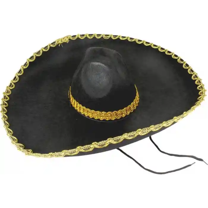 NessiWorld Sombrero Meksika Şapkası Mariachi Altın Şeritli Yetişkin Boy