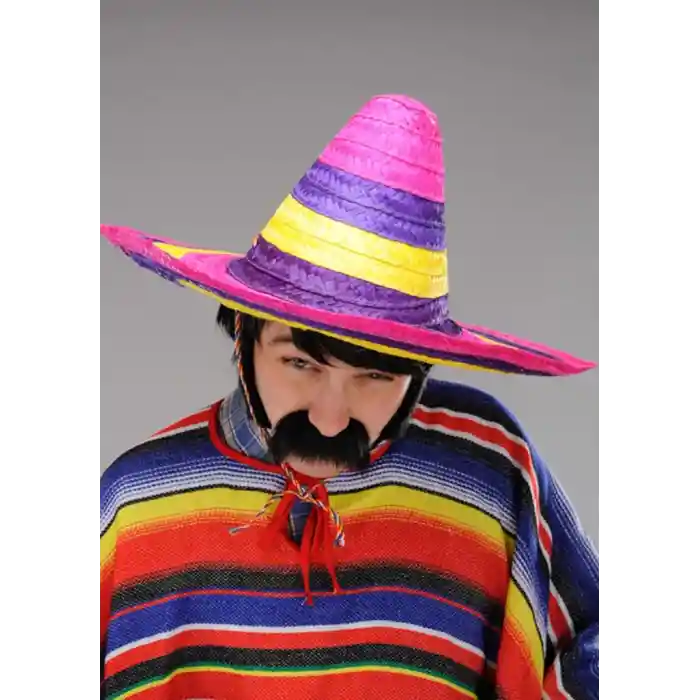 NessiWorld Sombrero Meksika Şapkası Renkli Örme Hasır Yetişkin Boy