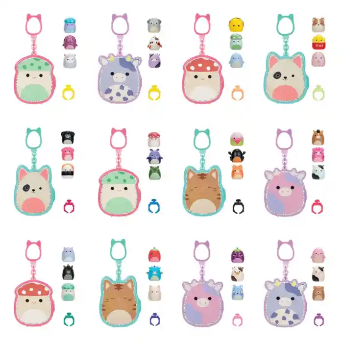 Squish-a-longs 3 Figür + Yüzük Çantalı Sürpriz Paket Seri 1