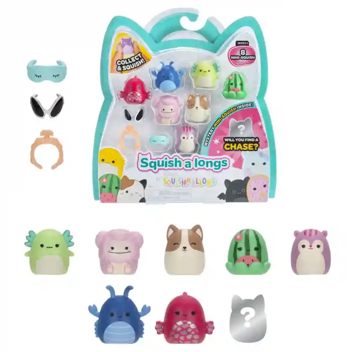 Squish-a-longs 8 Figür + Yüzük Set Seri 2 Asorti