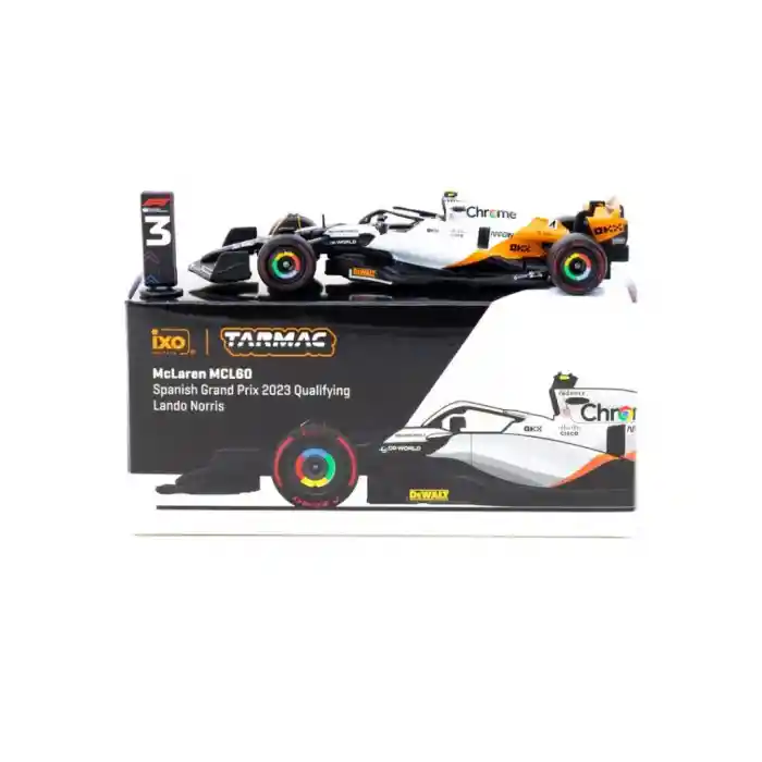 NessiWorld Works X iXO Models 1/64 McLaren MCL60 Spanish Grand Prix 2023 Qualifying#4 Lando Norris