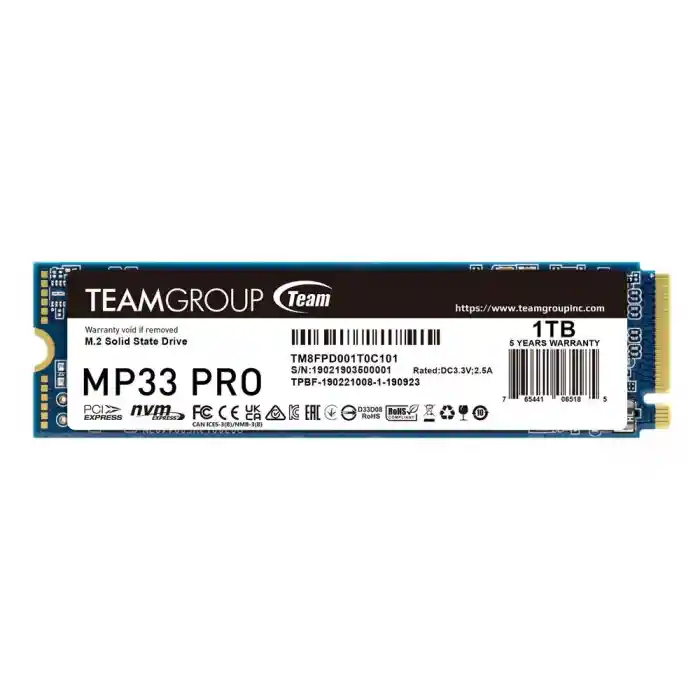 TEAM M33 PRO 1TB 3500/3000MB/s M.2 PCIe 4.0 NVME SSD TM8FPD001T0C101