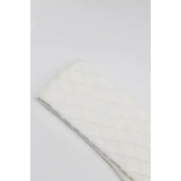 Tekli Ekose Kabartma Penye Külotlu Çorap BS50105 Ekru