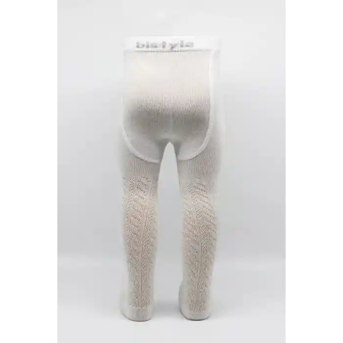 Tekli Zikzak Kabartma Penye Külotlu Çorap BS50108 Ekru
