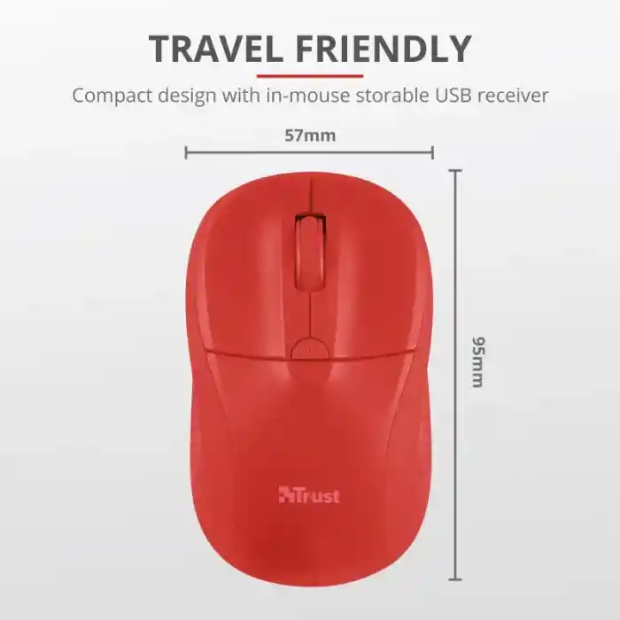 TRUST PRİMO 20787 USB 1600 DPI KIRMIZI KABLOSUZ MOUSE