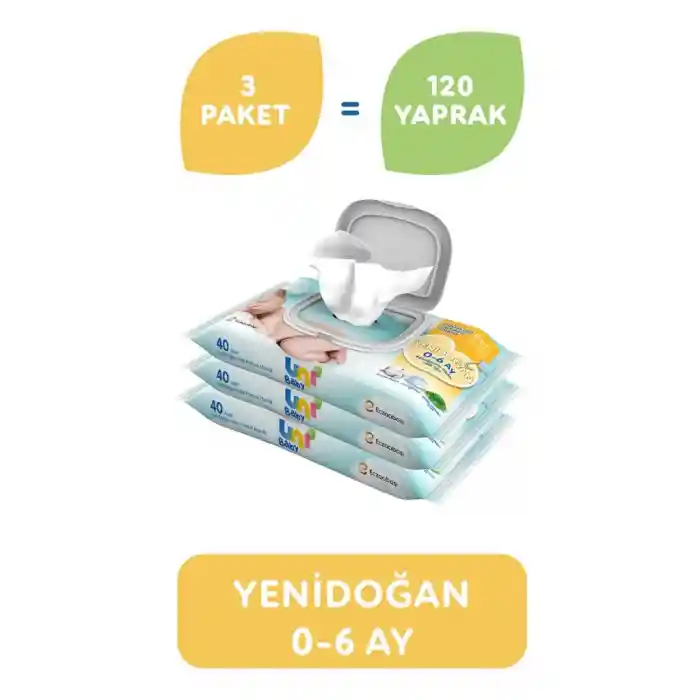 Yenidoğan Islak Havlu Mendil 3Lü 120 Yaprak