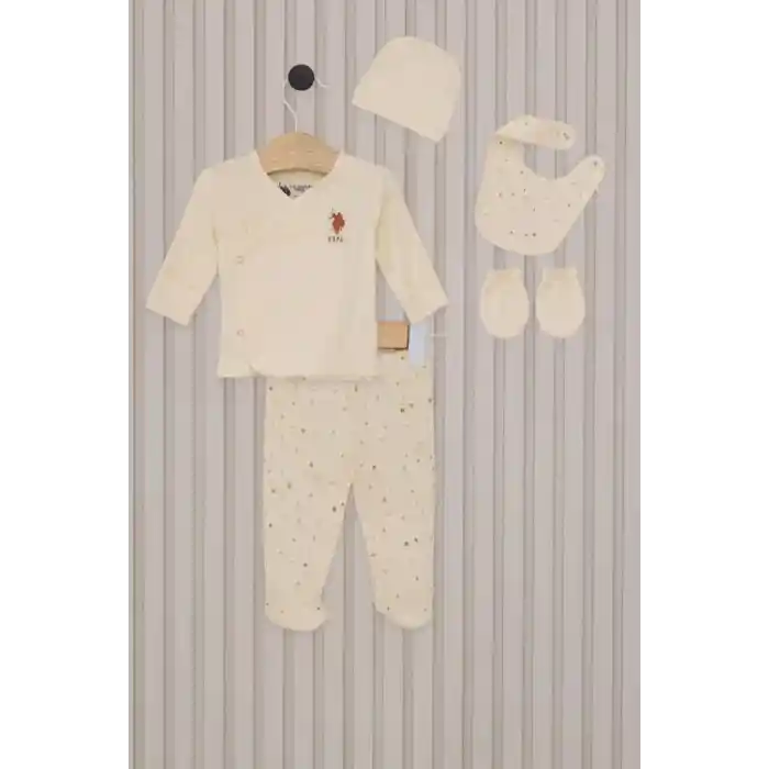 Kız Bebek 5Li Zıbın Seti USB2107 Krem