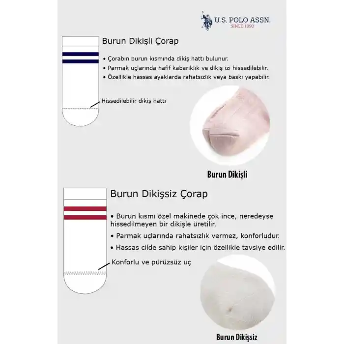 U.S.Polo Kız Bebek Çorap USB2208 Pudra Ekru Somon