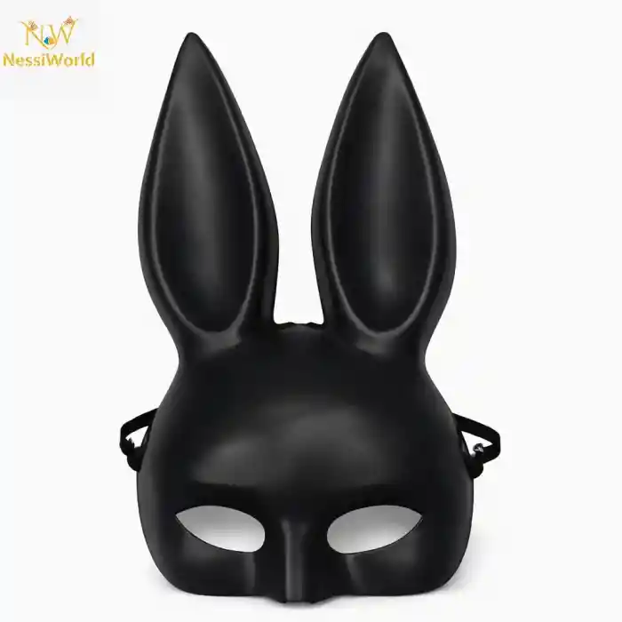 Uzun Kulaklı Siyah Lüks Tavşan Maskesi