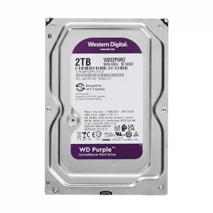 WD PURPLE 2TB 5400RPM 64MB SATA3 WD23PURZ 7/24 HDD