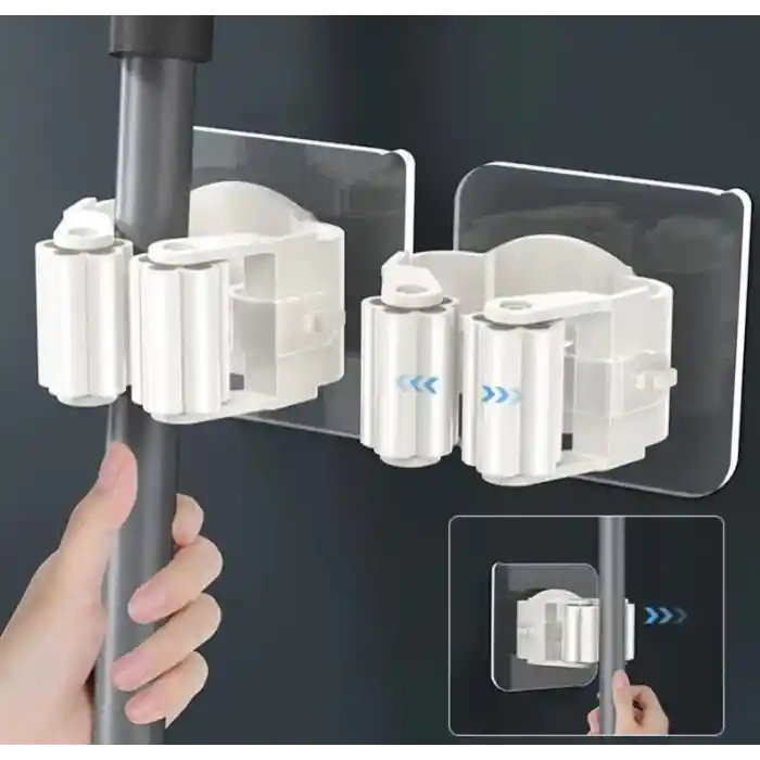 Yapışkanlı Pratik Mop Tutucu 4 Adet Beyaz