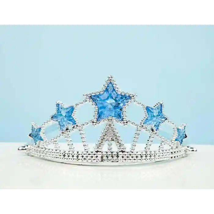 Yıldız Şekilli Elsa Prenses Kraliçe Tacı Mavi Renk Çocuk Boy 5x17 cm