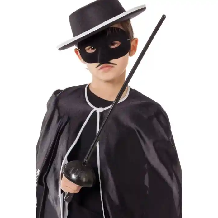 Zorro Kostüm Plastik Aksesuar Seti – Maske ve Kılıç (67 cm)