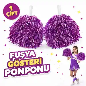 1 Çift ( 2 Adet ) Fuşya Renk 23 Nisan 19 Mayıs 29 Ekim Okul Gösteri Ponponları