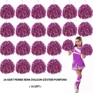 10 Çift ( 20 Adet ) Pembe Renk 23 Nisan 19 Mayıs 29 Ekim Okul Gösteri Ponponları