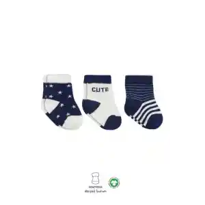 3Lü Penye Cute Stars Soket Çorap BS10115 Lacivert