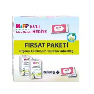 3 Organik Combiotic Bebek Sütü 800 Gr X2 Islak Mendil Hediyeli