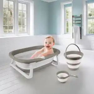 7273 KATLANABİLİR ÜÇLÜ BEBEK BANYO SETİ STONE GRİ