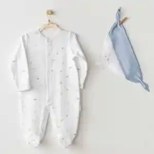 AC25607 Ocean İs My Happy Place Bebek Tulum Takım White