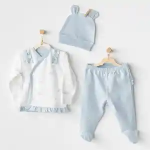 AC25646 Bunny Bear 3Lü Zıbın Set Blue