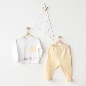 AC25807 Side Snap Set Little King 3Lü Zıbın Set Yellow