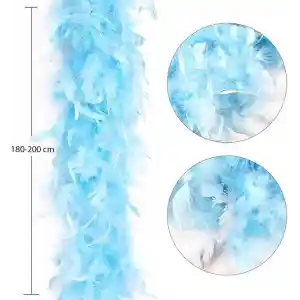 Açık Mavi Renk Kabarık Kalın Otriş Boa Tüy 6 cm Genişlik 180-200 cm Uzunluk