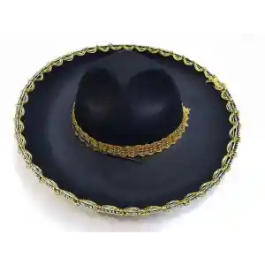 NessiWorld Altın Renk Şeritli Meksika Mariachi Latin Şapkası 55 cm Çocuk