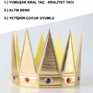 Altın Renk Eva Yumuşak Kral Kraliyet Tacı Yetişkin Çocuk Uyumlu 55cm