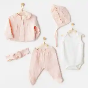 NessiWorld AC25840 Natural Gift Müslin 5Li Hastane Çıkışı Salmon