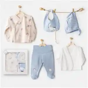 NessiWorld AC25910 Newborn Set Dino 5Li Hastane Çıkışı Beige