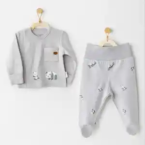 NessiWorld AC26024 Keep Smiling 2li Zıbın Takım Grey