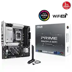 ASUS PRIME B860M-A WIFI 4x DDR5 DP/HDMI 2x M.2 1x 2.5GLAN/WIFI/BT USB3.2 1851P ANAKART