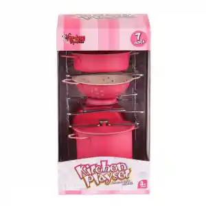 ATF-683G-6 Raflı Pembe Tencere Tava Seti 7 Parça NessiWorld