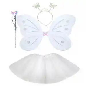 Beyaz Kelebek Kostümü - Beyaz Kelebek Kostüm ANessiWorldesuar Seti 4 Parça