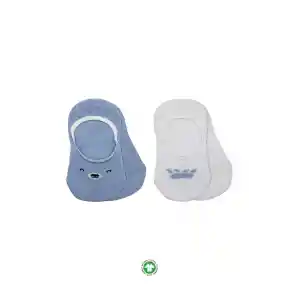 NessiWorld 2Li Babet Cute Face Penye Çorap BS30103 Mavi-Beyaz